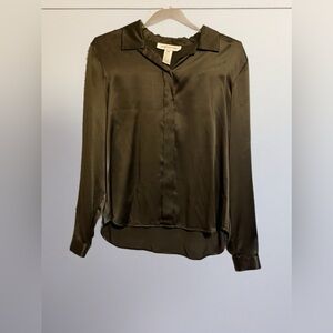 Jones New York Olive Satin Blouse